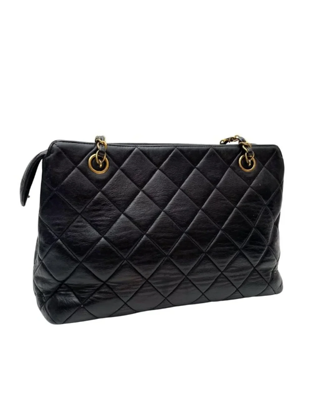 Chanel Lambskin Quilted Chain Shoulder Bag Black